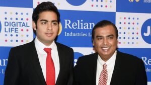Mukesh Ambani, Chairman, Reliance Industries Ltd. with his son Akash Ambani.