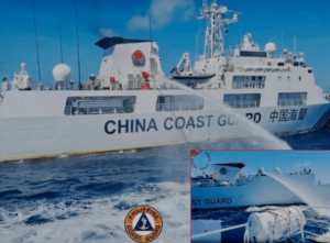 China Coast Guard shoots water cannon at Philippines naval reconnaissance vessel 