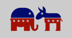 Logo of Republic Party (Left) and Democrat Party (Right)