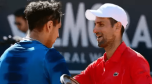 Novak Djokovic congratulated Alejandro Tabilo on his victory. AP 