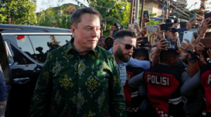 Musk arrived to launch Starlink at Denpasar on Sunday wearing a green shirt made of traditional Balinese woven fabric on Sunday, May 19. Reuters